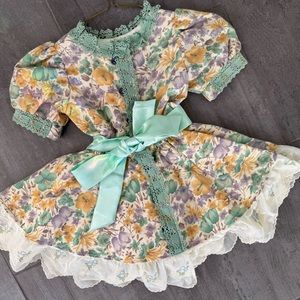 Vintage style handmade boutique petti skirt spring Easter dress floral 3 4